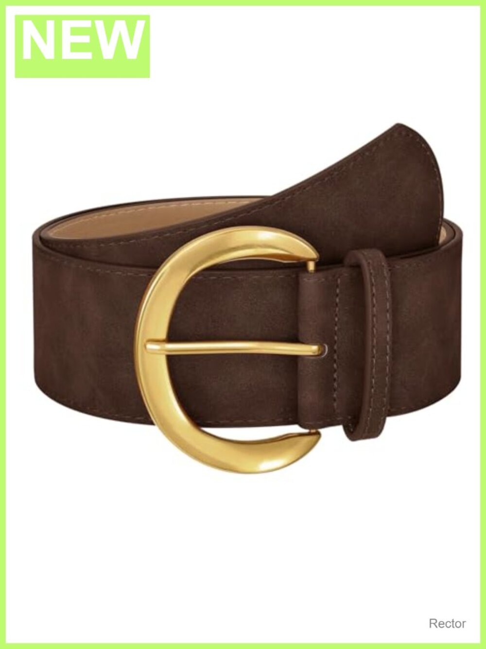 Women's Wide Faux Leather Belt with Gold Buckle